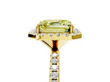 Yellow gold Fancy Yellow Asscher  Halo Round Diamond Pavé Band Four-Prong Ring_8