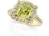 Yellow gold Fancy Yellow Asscher  Halo Round Diamond Pave Band with Four-Prong Setting_58