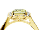 Yellow gold Fancy Yellow Asscher  Halo Round Diamond Pave Band with Four-Prong Setting_61