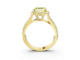 Yellow gold Fancy Yellow Asscher  Halo Round Diamond Pave Band with Prong Setting 3