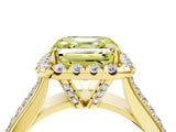 Yellow gold Fancy Yellow Asscher  Halo Round Diamond Pave Band with Prong Setting 4