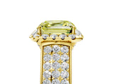 Yellow gold Fancy Yellow Asscher  Halo Round Diamond Pave Band with Prong Setting 5