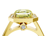 Yellow gold Fancy Yellow Asscher  Halo Solitaire Diamond Ring with Pave Band and Bezel Setting_49
