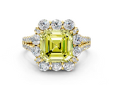 Yellow gold Fancy Yellow Asscher  Halo Split Shank Diamond Engagement Ring with Pave Band and Four-Prong Setting_17