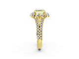 Yellow gold Fancy Yellow Asscher  Halo Split Shank Diamond Engagement Ring with Pave Band and Four-Prong Setting_19