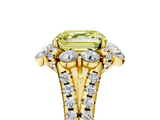 Yellow gold Fancy Yellow Asscher  Halo Split Shank Diamond Engagement Ring with Pave Band and Four-Prong Setting_22