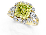 Yellow gold Fancy Yellow Asscher  Halo Split Shank Diamond Engagement Ring with Prong Setting_19