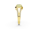 Yellow gold Fancy Yellow Asscher  Halo Split Shank Diamond Ring with Four-Prong Setting_19