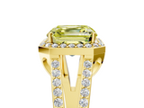 Yellow gold Fancy Yellow Asscher  Halo Split Shank Diamond Ring with Four-Prong Setting_22