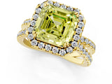 Yellow gold Fancy Yellow Asscher  Halo Split Shank Diamond Ring with Pavé Setting_43