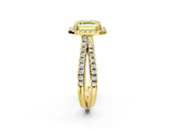 Yellow gold Fancy Yellow Asscher  Halo Split Shank Diamond Ring with Pavé Setting_44