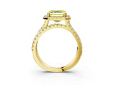 Yellow gold Fancy Yellow Asscher  Halo Split Shank Diamond Ring with Pavé Setting_45