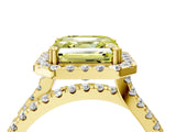 Yellow gold Fancy Yellow Asscher  Halo Split Shank Diamond Ring with Pavé Setting_46