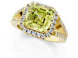 Yellow gold Fancy Yellow Asscher  Halo Split Shank Diamond Ring with Prong Setting_1