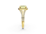 Yellow gold Fancy Yellow Asscher  Halo Split Shank Diamond Ring with Prong Setting_2