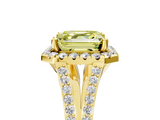 Yellow gold Fancy Yellow Asscher  Halo Split Shank Diamond Ring with Prong Setting_5