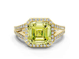 Yellow gold Fancy Yellow Asscher  Halo Split Shank Pave Diamond Ring with Four-Prong Setting_46