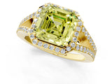 Yellow gold Fancy Yellow Asscher  Halo Split Shank Pave Diamond Ring with Four-Prong Setting_47