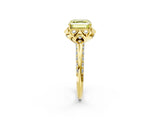 Yellow gold Fancy Yellow Asscher  Halo Split Shank Pave Diamond Ring with Petal Prong Setting_22