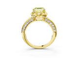 Yellow gold Fancy Yellow Asscher  Halo Split Shank Pave Diamond Ring with Petal Prong Setting_23
