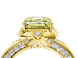 Yellow gold Fancy Yellow Asscher  Halo Split Shank Pave Diamond Ring with Petal Prong Setting_24