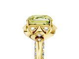 Yellow gold Fancy Yellow Asscher  Halo Split Shank Pave Diamond Ring with Petal Prong Setting_25