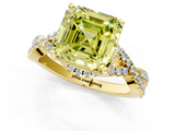 Yellow gold Fancy Yellow Asscher  Halo Twist Band Solitaire Prong Setting Ring_1
