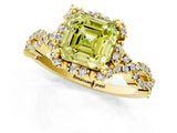 Yellow gold Fancy Yellow Asscher  Halo Twist Band Solitaire Ring with Six-Prong Setting_33