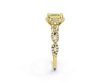 Yellow gold Fancy Yellow Asscher  Halo Twist Band Solitaire Ring with Six-Prong Setting_34