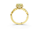 Yellow gold Fancy Yellow Asscher  Halo Twist Band Solitaire Ring with Six-Prong Setting_35