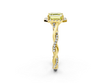 Yellow gold Fancy Yellow Asscher  Halo Twist Band Solitaire Ring_19