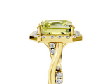 Yellow gold Fancy Yellow Asscher  Halo Twist Band Solitaire Ring_22