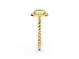 Yellow gold Fancy Yellow Asscher  Halo Twisted Band Four-Prong Diamond Ring_2