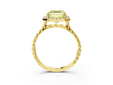 Yellow gold Fancy Yellow Asscher  Halo Twisted Band Four-Prong Diamond Ring_3