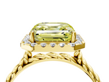 Yellow gold Fancy Yellow Asscher  Halo Twisted Band Four-Prong Diamond Ring_4