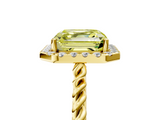 Yellow gold Fancy Yellow Asscher  Halo Twisted Band Four-Prong Diamond Ring_5