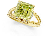 Yellow gold Fancy Yellow Asscher  Halo Twisted Band Four-Prong Ring_33