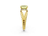 Yellow gold Fancy Yellow Asscher  Halo Twisted Band Four-Prong Ring_34