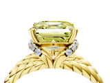 Yellow gold Fancy Yellow Asscher  Halo Twisted Band Four-Prong Ring_36