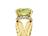 Yellow gold Fancy Yellow Asscher  Halo Twisted Band Four-Prong Ring_37