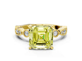 Yellow gold Fancy Yellow Asscher  Milgrain Bezel Diamond Engagement Ring with Solitaire Prong Setting_29