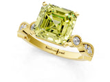 Yellow gold Fancy Yellow Asscher  Milgrain Bezel Diamond Engagement Ring with Solitaire Prong Setting_30