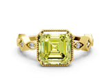 Yellow gold Fancy Yellow Asscher  Milgrain Marquise Diamond Twist Band Ring_57