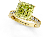 Yellow gold Fancy Yellow Asscher  Milgrain Pave Diamond Engagement Ring with Four-Prong Setting_1