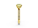 Yellow gold Fancy Yellow Asscher  Milgrain Pave Diamond Engagement Ring with Four-Prong Setting_2