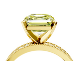 Yellow gold Fancy Yellow Asscher  Milgrain Pave Diamond Engagement Ring with Four-Prong Setting_4