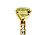 Yellow gold Fancy Yellow Asscher  Milgrain Pave Diamond Engagement Ring with Four-Prong Setting_5