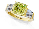 Yellow gold Fancy Yellow Asscher  Solitaire Baguette Side Stone Channel Set Engagement Ring_1