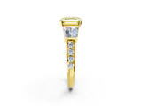Yellow gold Fancy Yellow Asscher  Solitaire Baguette Side Stone Channel Set Engagement Ring_2
