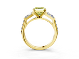 Yellow gold Fancy Yellow Asscher  Solitaire Baguette Side Stone Channel Set Engagement Ring_3